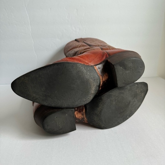 Justin Cowboy Boots Exotic Leather Lizard Iguana Skin Brown Style 4786 Mens 9.5 - Picture 10 of 15